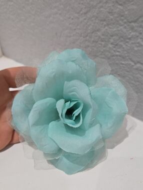 Aqua Fabric Flower Hair Clip – Women Accessories